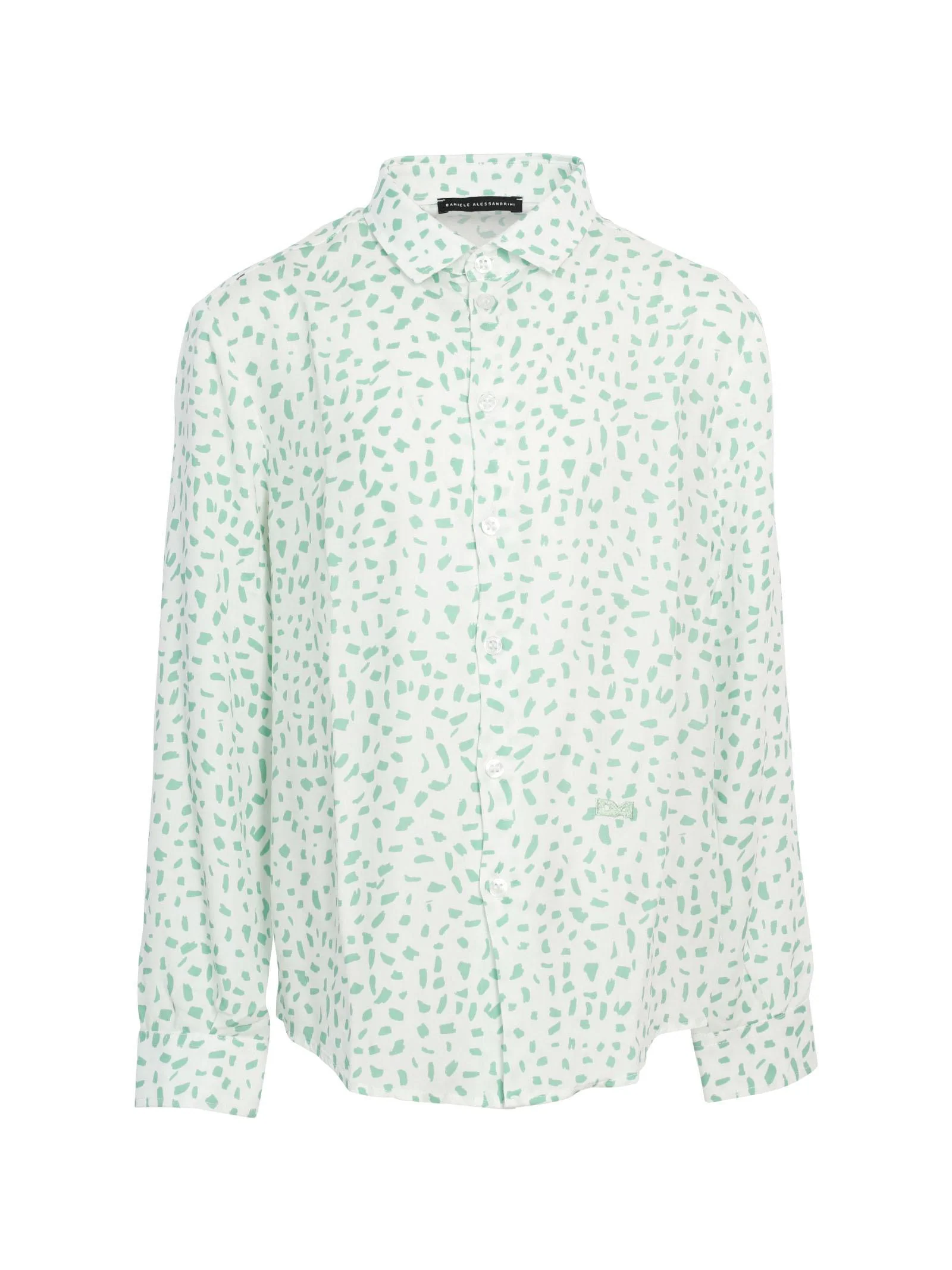 Camicia bianca con stampa verde all over