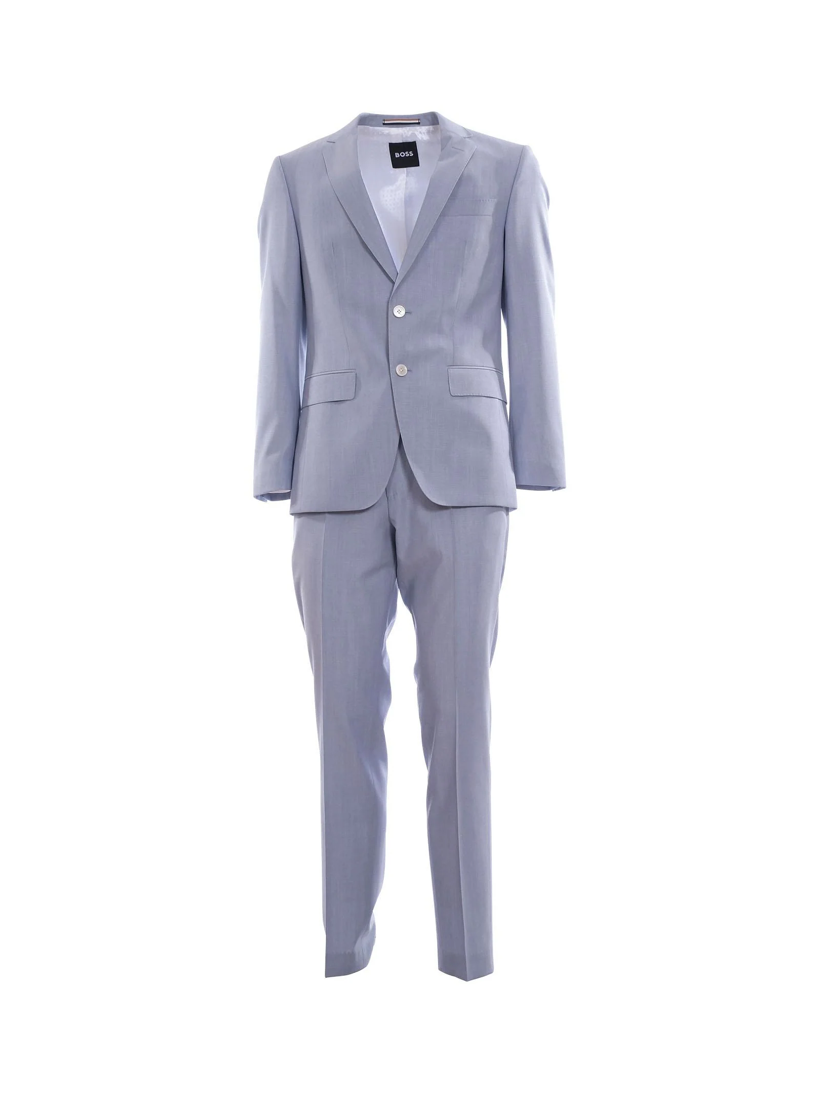 Abito Boss slim fit in misto lana celeste
