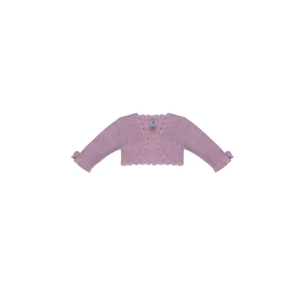Cardigan Marlù rosa con bordi ondulati