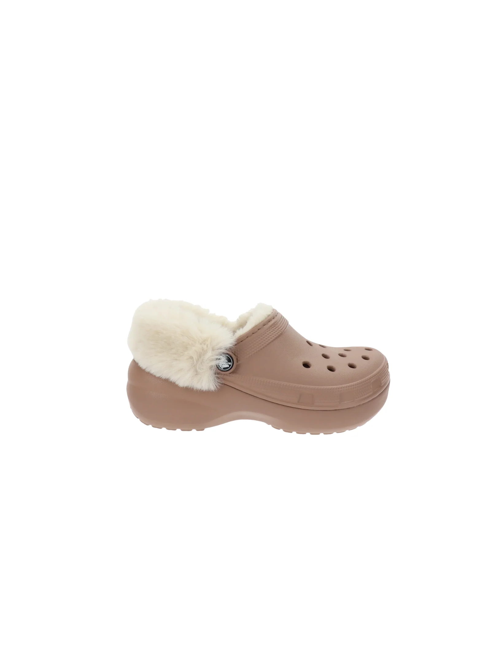 Ciabatte Crocs marrone con motivo in ecopelliccia
