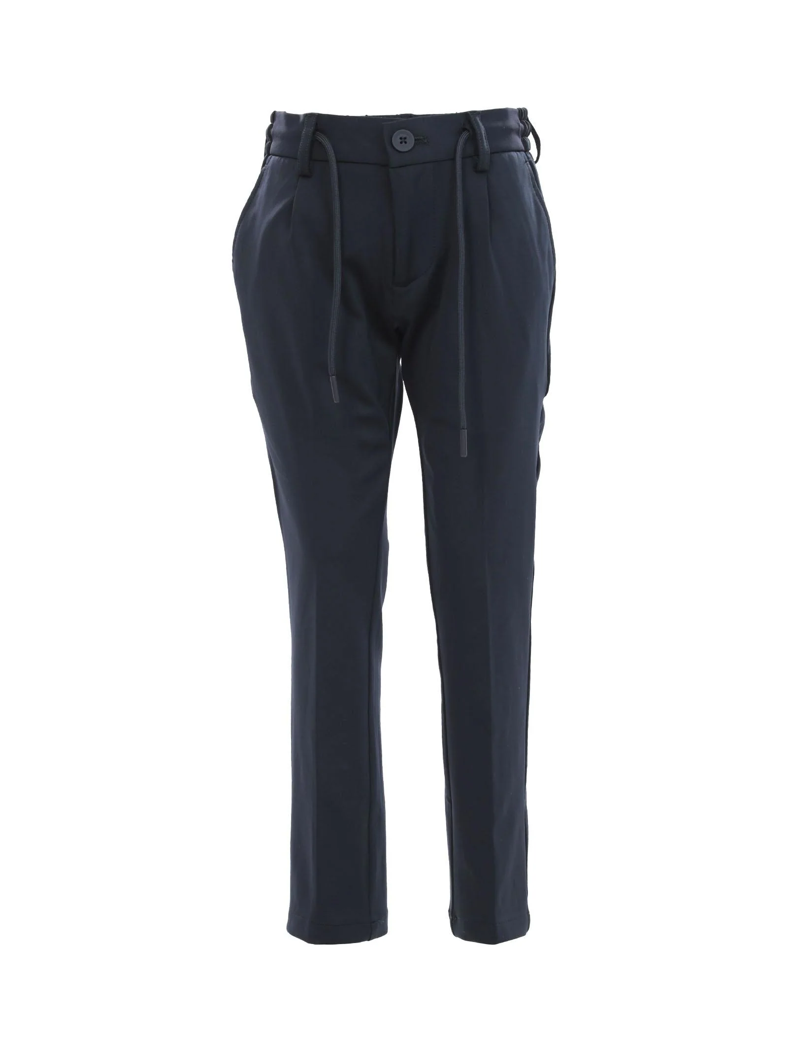 Pantaloni dritti blu navy con lacci