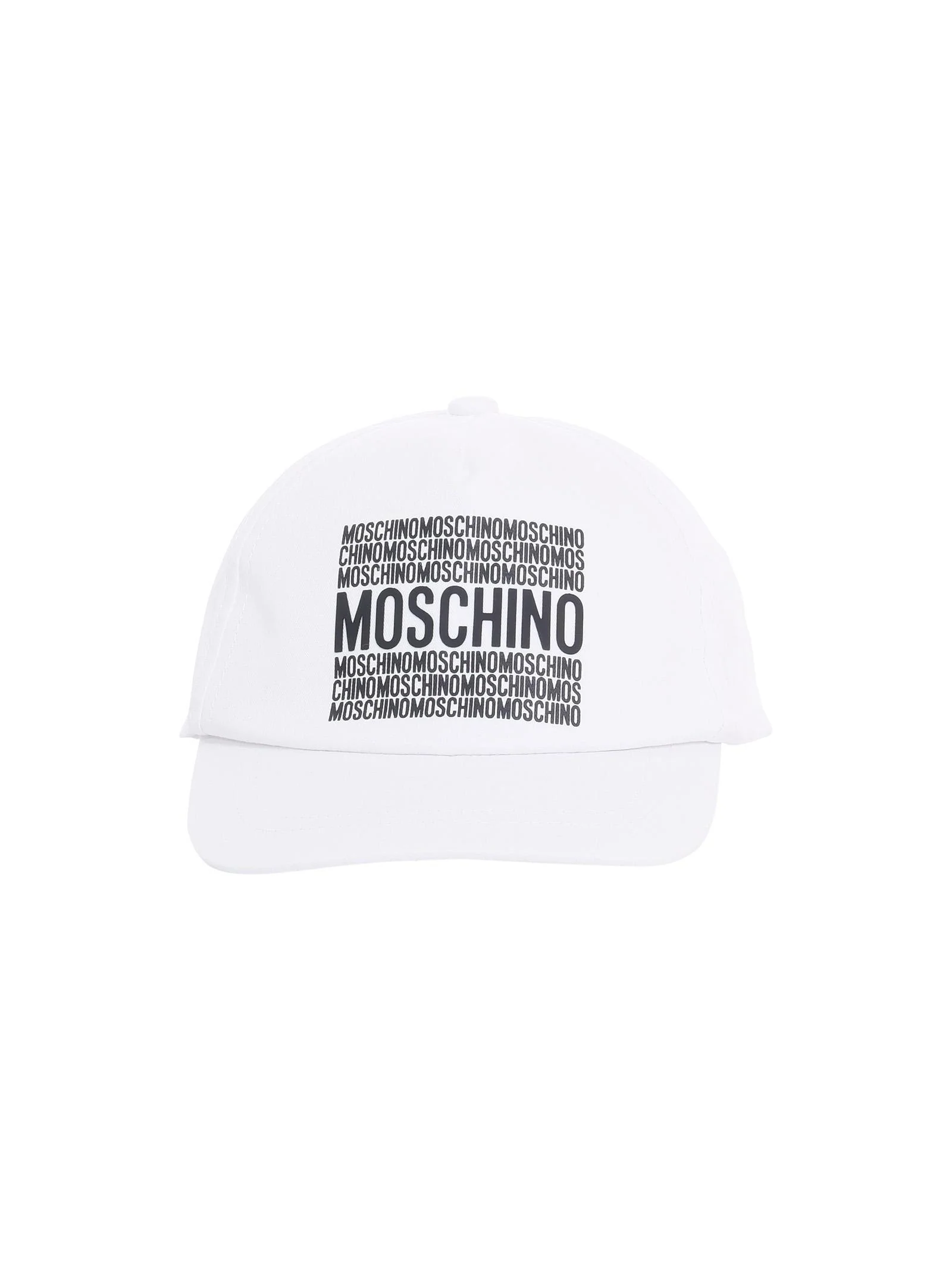 Berretto Moschino bianco con logo lettering ripetuto