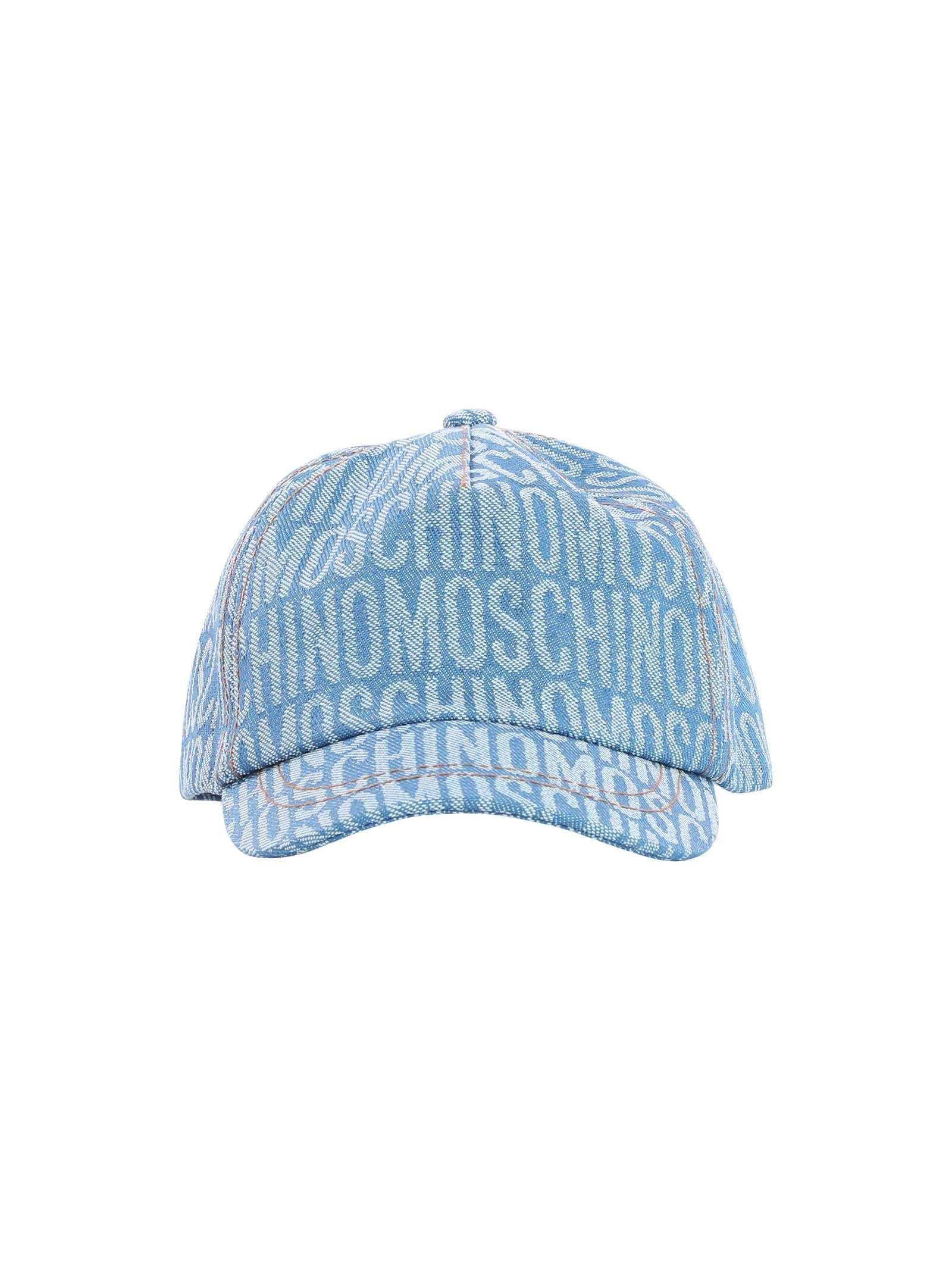 Cappello effetto denim con visiera e logo all over