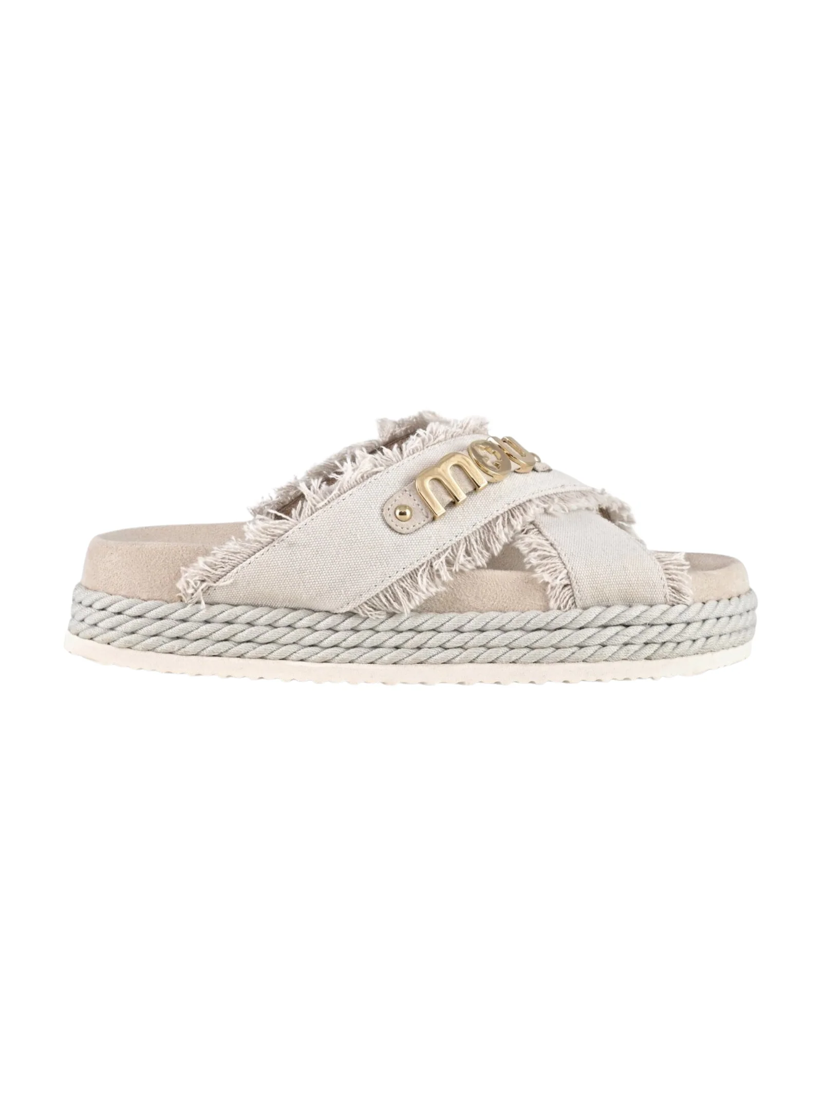 Sandal i"criss-cross rope" Mou beige