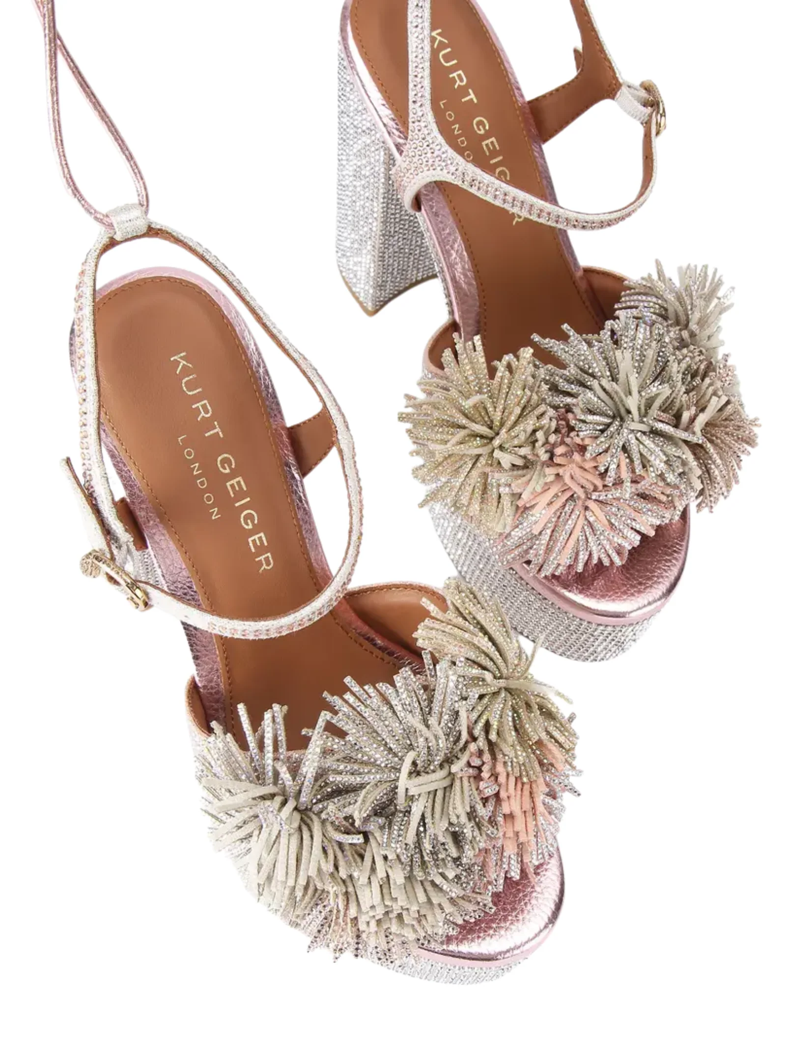 Sandalo con tacco "Pom pom Tie Platform" Kurt Geiger argento - Image 2