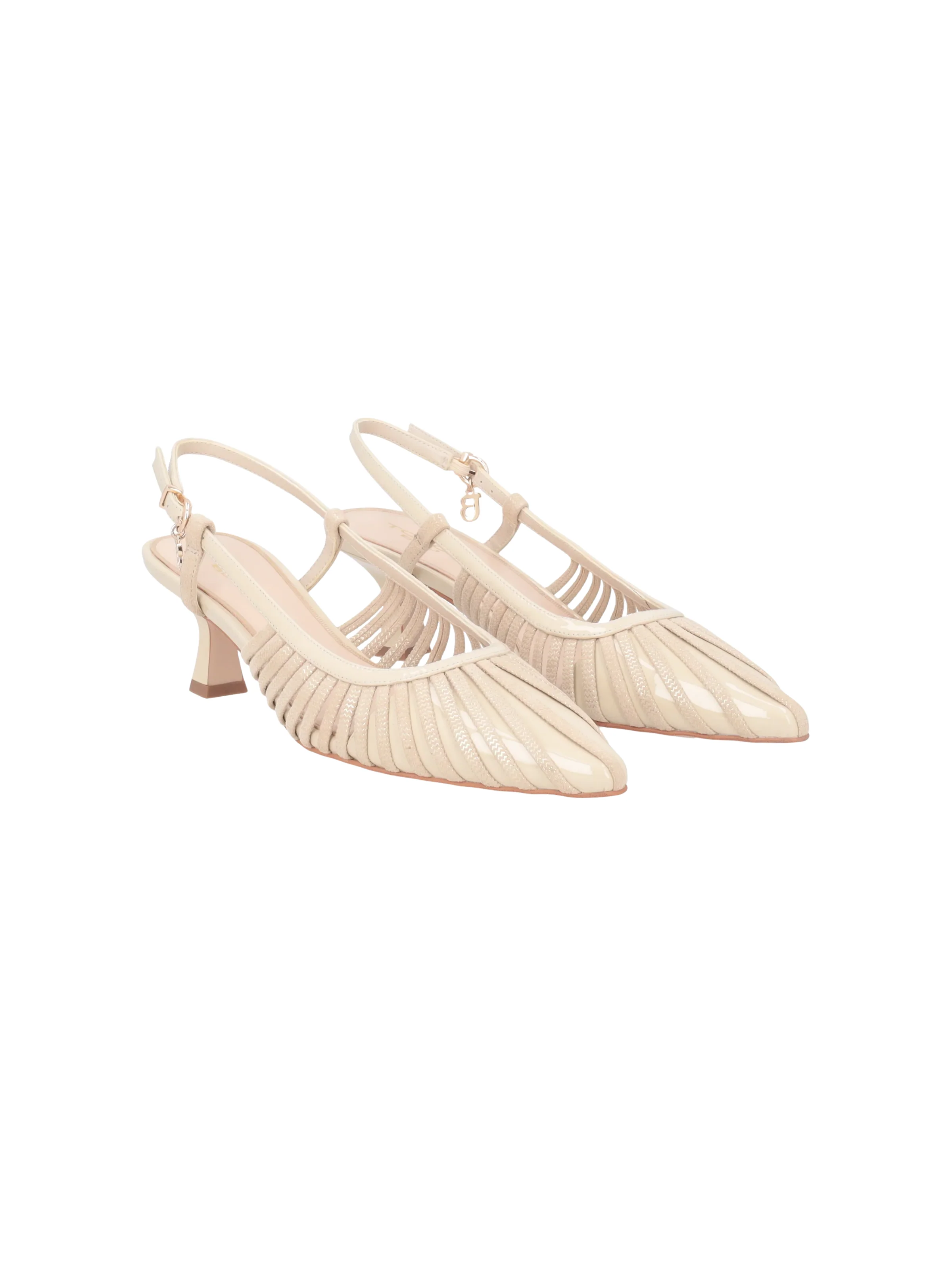 Slingback "Doha" Tosca Blu beige in vernice