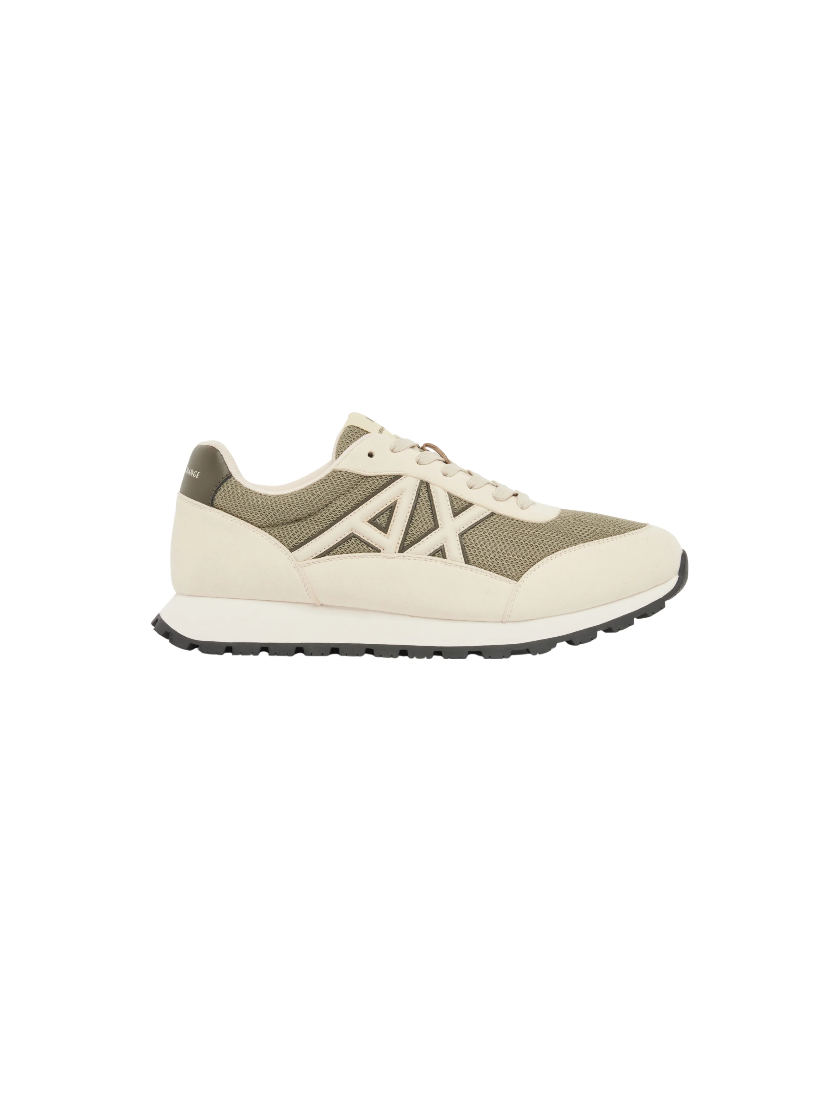 Sneakers Armani Exchange beige con logo AX a contrasto