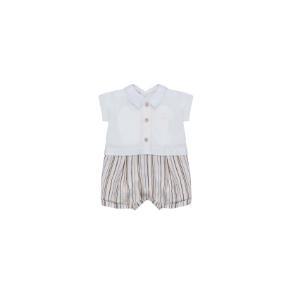 Tutina Marlù bianca e beige con righe