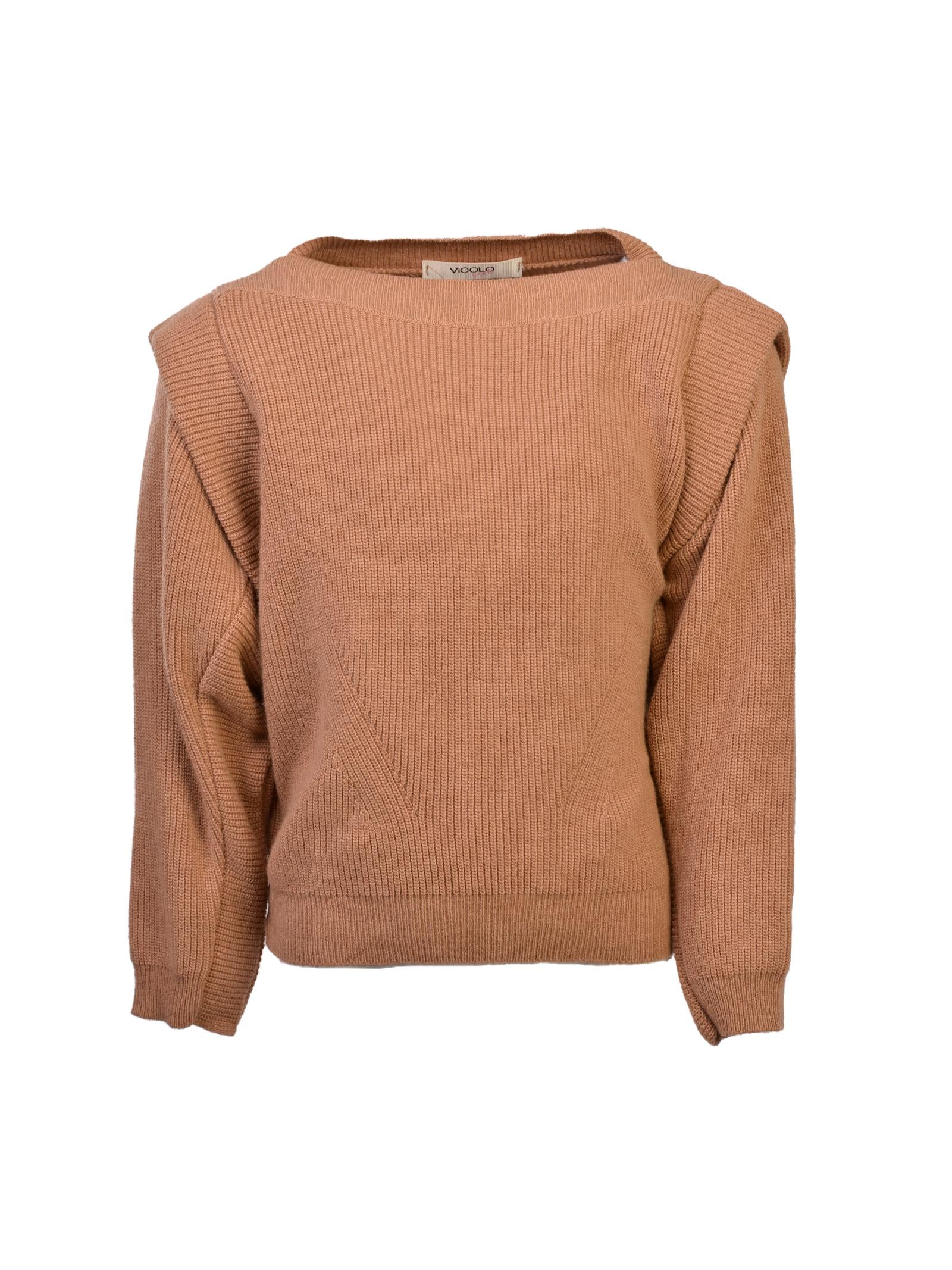 Maglioncino a costine cammello